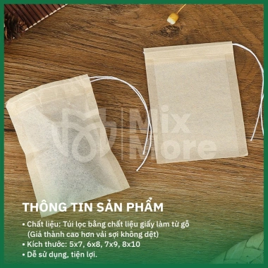 100 túi lọc trà cà phê thảo dược dây rút 1 lần an toàn thực phẩm Mixmore 50k