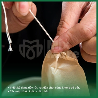100 túi lọc trà cà phê thảo dược dây rút 1 lần an toàn thực phẩm Mixmore 50k