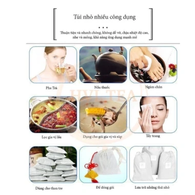 100 túi lọc trà vải không dệt có dây rút đa size, giá tốt 16.000đ, free ship