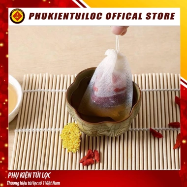 100 túi lọc trà vải không dệt dây rút đa kích thước, 18.5k - Phukientuiloc