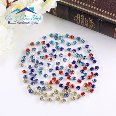 100 Viên Đá Đế S16 4mm Tròn 2D Đa Màu Đính Kết Thời Trang - Giá 23.000 VND 4