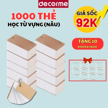 1.000 Thẻ Flashcard Decorme - Hack trí nhớ, học từ vựng, ngoại ngữ, giá 32.900 VND 10 1.000 Thẻ Flashcard Decorme - Hack trí nhớ, học từ vựng, ngoại ngữ, giá 32.900 VND 10