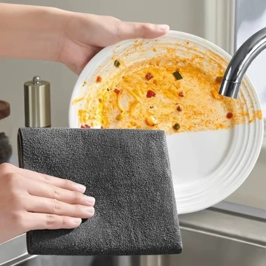 10/5 Chiếc Vải Microfiber Dày Siêu Thấm, Không Dấu Vết - Khăn Lau Nhà Bếp Tái Sử Dụng, Giá 30.800 VND
