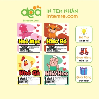11 tem nhãn giấy khô bò gà heo mực dễ thương 10x8cm Decal dán Intemre.com 17.274 VND 10