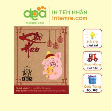 11 Tem Nhãn Giấy Xi Măng Kraft 8x10cm - Khô Bò Gà Heo Mực, Decal Tết - Giá 27k 4
