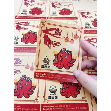 11 Tem Nhãn Giấy Xi Măng Kraft 8x10cm - Khô Bò Gà Heo Mực, Decal Tết - Giá 27k 9