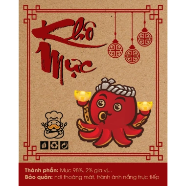 11 Tem Nhãn Giấy Xi Măng Kraft 8x10cm - Khô Bò Gà Heo Mực, Decal Tết - Giá 27k 10