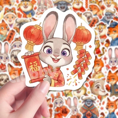116 hình dán Tết Zootopia 2 Thỏ Judy và Cáo Nick - Sticker chống nước DIY cho điện thoại, quà Tết