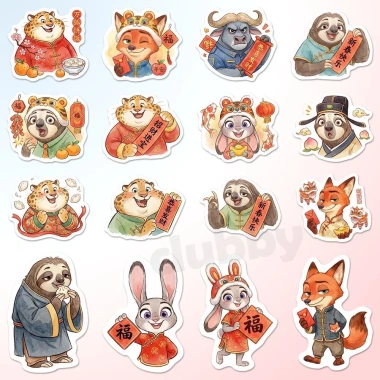 116 hình dán Tết Zootopia 2 Thỏ Judy và Cáo Nick - Sticker chống nước DIY cho điện thoại, quà Tết