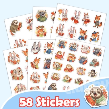 116 hình dán Tết Zootopia 2 Thỏ Judy và Cáo Nick - Sticker chống nước DIY cho điện thoại, quà Tết