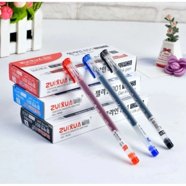 12 Cái Bút Bi Gel 0.38mm Đen Xanh Đỏ - Văn Phòng Phẩm Sinh Viên 86.900 VND