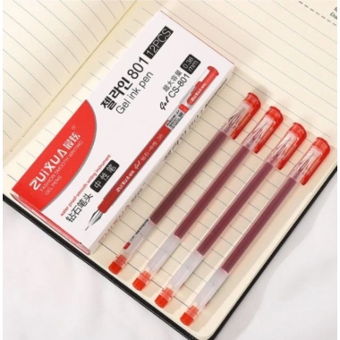12 Cái Bút Bi Gel 0.38mm Đen Xanh Đỏ - Văn Phòng Phẩm Sinh Viên 86.900 VND