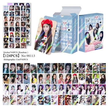 124 Cái ILLIT Photocards Holographic LOMO KPOP Wonhee Yunah Minju Moka Iroha - Nhãn dán ba chiều, giá chỉ 38.500đ