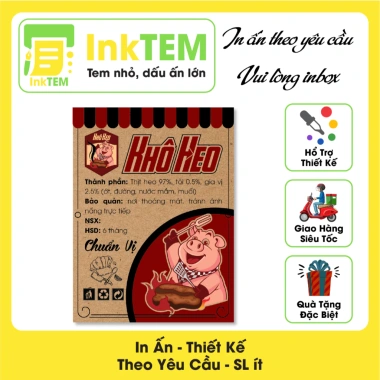 17 Tem Nhãn Giấy Xi Măng InkTEM Da - Khô Bò Gà Heo Mực Đẹp Sang 6x8cm