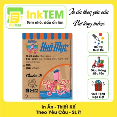 17 Tem Nhãn Giấy Xi Măng InkTEM Da - Khô Bò Gà Heo Mực Đẹp Sang 6x8cm