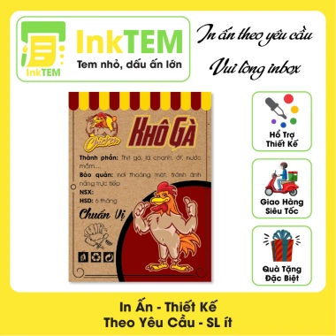 17 Tem Nhãn Giấy Xi Măng InkTEM Da - Khô Bò Gà Heo Mực Đẹp Sang 6x8cm