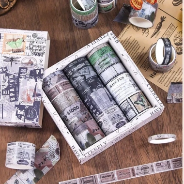 18 cuộn Washi tape vintage cổ trang cute – hộp trang trí scrapbook, planner, giá 100.500₫ 9