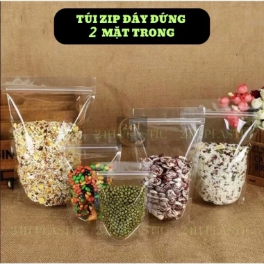 1KG Túi Zipper Đáy Đứng 2 Mặt Trong, Đựng Bánh Kẹo Hoa Quả - Giá 32.277 VND