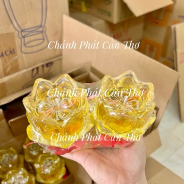 2 Cái Đèn Cầy Ly Hoa Sen Nở Cao 9cm - Cháy Hơn 24h, Giá 59k Giảm Sốc