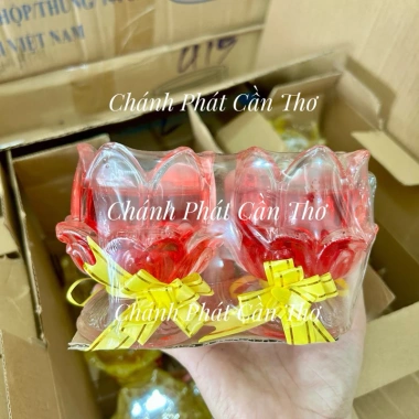 2 Cái Đèn Cầy Ly Hoa Sen Nở Cao 9cm - Cháy Hơn 24h, Giá 59k Giảm Sốc