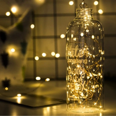 2 Dây Đèn Led Đom Đóm Nhấp Nháy Vàng Nắng Fairylight Pin U080 Trang Trí Tháp Tết Bó Hoa Tiểu Cảnh - Giá 12.000 VND 2