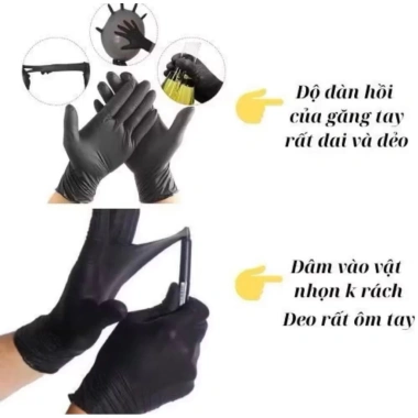 2 hộp găng tay nitrile đen không bột, chống nước, co giãn tốt - giá chỉ 63.000₫ 3