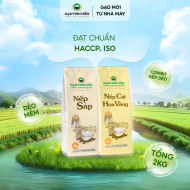 2 Loại Nếp 1kg: Nếp Cái Hoa Vàng + Nếp Sáp - Thơm, Dẻo, Mềm Ngon 77.000 VND