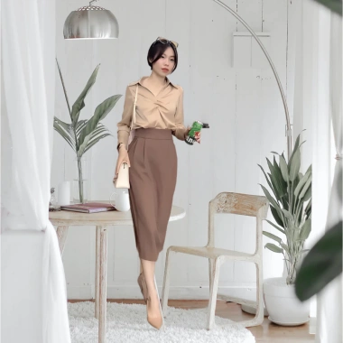 2 Lớp Chân Váy Bút Chì Bomber Xẻ Sau Có Túi Trơn - Thời Trang Thu Đông Trẻ Trung