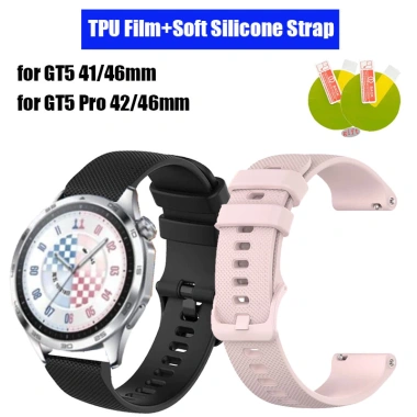 2 Phim TPU + Dây đeo silicon mềm cho Huawei Watch GT5/GT5 Pro 41‑46mm – Thắt lưng, bảo vệ màn hình