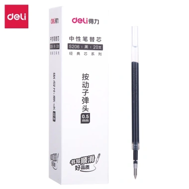 20 Ruột Bút Mực Gel Deli S206 0.5mm Ngòi Lò Xo 110mm - Đen Đỏ Xanh Dương, 65.450 VND