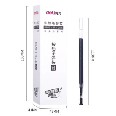 20 Ruột Bút Mực Gel Deli S206 0.5mm Ngòi Lò Xo 110mm - Đen Đỏ Xanh Dương, 65.450 VND