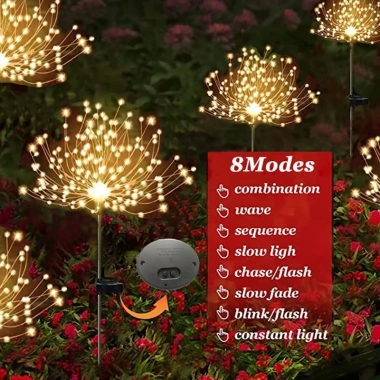 200 Đèn LED 8 chế độ pháo hoa năng lượng mặt trời, tự động chống nước, nhấp nháy trang trí sân vườn, sân cỏ - chỉ 96.9k 8