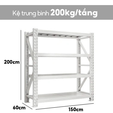 2.026 Mới Ưu Đãi Tết Kệ Thép Lưu Trữ 200kg/tầng Dễ Dàng Lắp Đặt 150x60x200cm 10