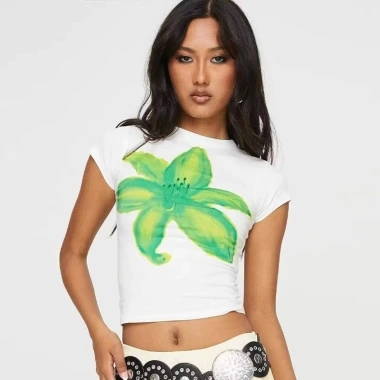 24h Giao Hàng Áo Babytee Borip Flower Dáng Ôm Thiết Kế Gợi Cảm Giá 59.000₫ 5