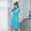2hand sườn xám Caro Xanh to M K31 - Giá chỉ 30.000 VND, giảm từ 38.100, chất lượng cao, phong cách hiện đại