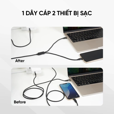 [2in1] Cáp sạc nhanh Salaman Edge USB-C to C+L 100W QC PD, bền bỉ, truyền dữ liệu nhanh, giảm giá 280k 3