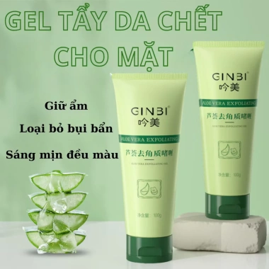 3 chai Gel tẩy tế bào chết GINBI 100g - Nha đam, da mặt & body, sáng mịn, 16.999₫