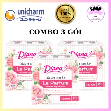 3 gói Băng vệ sinh Diana Hàng Ngày Le Parfum Hương Nhài Ả Rập và Mộc Hồng 20 miếng giá chỉ 65.000đ 2