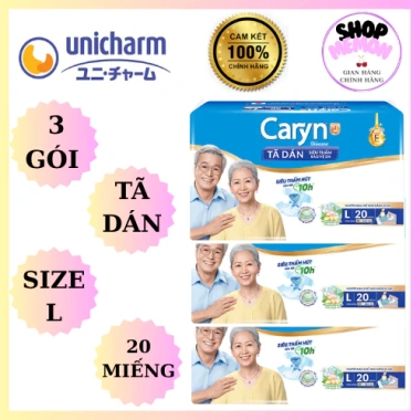 3 gói Tã dán người lớn Caryn Siêu Thấm size L20 vòng hông 68-122cm 20 miếng - 649.000đ