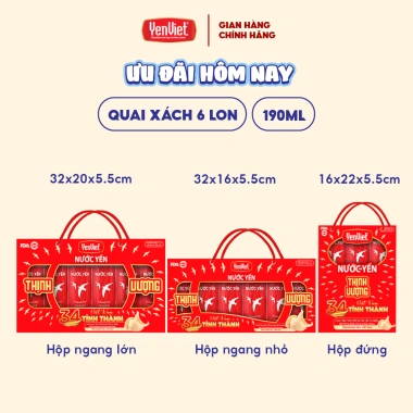 3 hộp 18 lon Nước yến sào đường phèn Yến Việt - Quà tặng sang trọng, 188.000₫ 2