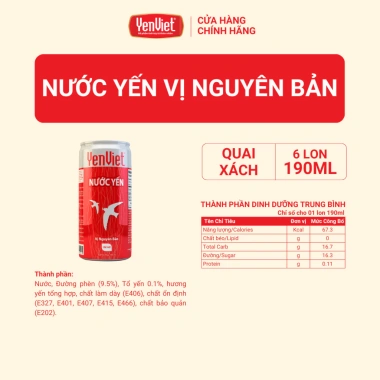 3 hộp 18 lon Nước yến sào đường phèn Yến Việt - Quà tặng sang trọng, 188.000₫ 6