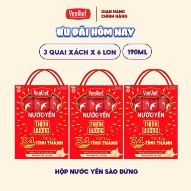3 hộp 18 lon Nước yến sào đường phèn Yến Việt - Quà tặng sang trọng, 188.000₫ 10