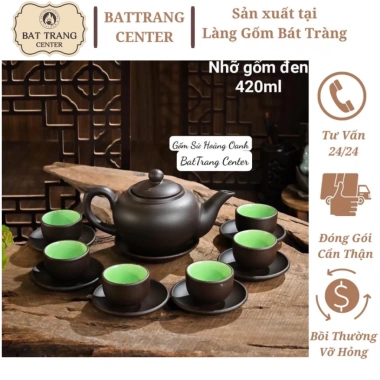3 mẫu Ấm chén Tử Sa Bát Tràng đất nung đỏ men đen – Giá ưu đãi 207.900₫ (giảm từ 249.480₫)