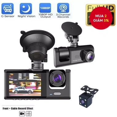 3 Ống kính DVR Camera an ninh ô tô 1.080P: Ghi hình trước, nội thất, sau - Giá 306.900₫ 3 Ống kính DVR Camera an ninh ô tô 1.080P: Ghi hình trước, nội thất, sau - Giá 306.900₫