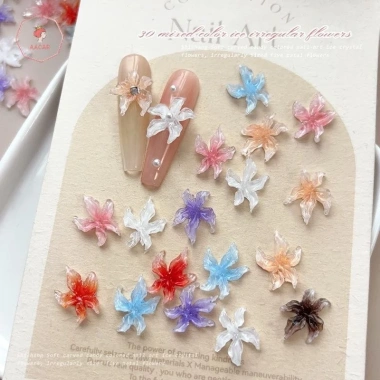 30 charms 3D Lily Flower - Phụ kiện nail art nhựa DIY, trang trí móng tay đẹp