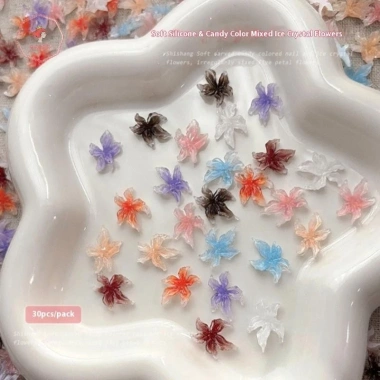 30 charms 3D Lily Flower - Phụ kiện nail art nhựa DIY, trang trí móng tay đẹp 4