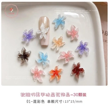 30 charms 3D Lily Flower - Phụ kiện nail art nhựa DIY, trang trí móng tay đẹp 8