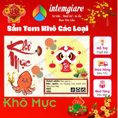 30 tem Decan khô gà bò mực heo dán mùa Tết 7x5cm giá 18.000 VND Intemre.com 2