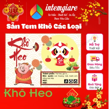 30 tem Decan khô gà bò mực heo dán mùa Tết 7x5cm giá 18.000 VND Intemre.com 3