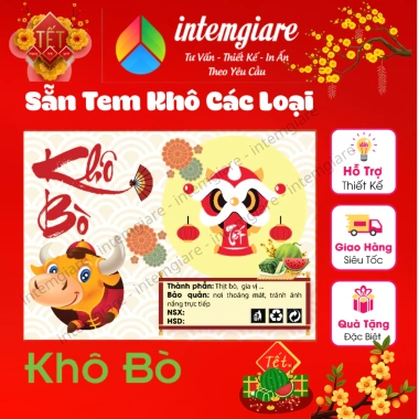 30 tem Decan khô gà bò mực heo dán mùa Tết 7x5cm giá 18.000 VND Intemre.com 4